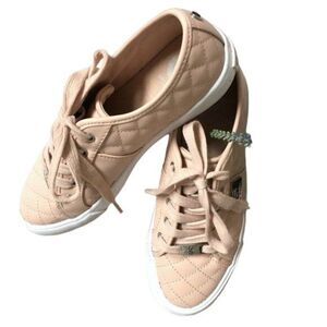 Guess Quilted Faux Leather Pattern lace Up Sneaker Blush Pink Womens Size 7.5